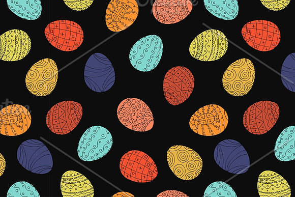 Color Easter eggs + patterns in Illustrations - product preview 5