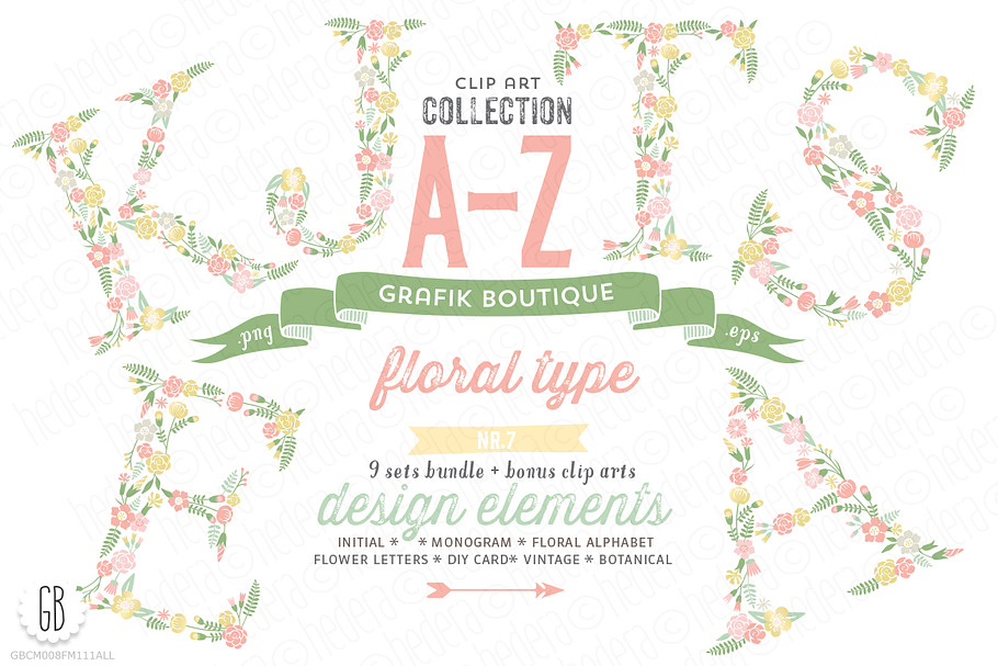 COMPLETE vector floral alphabet in Illustrations - product preview 8
