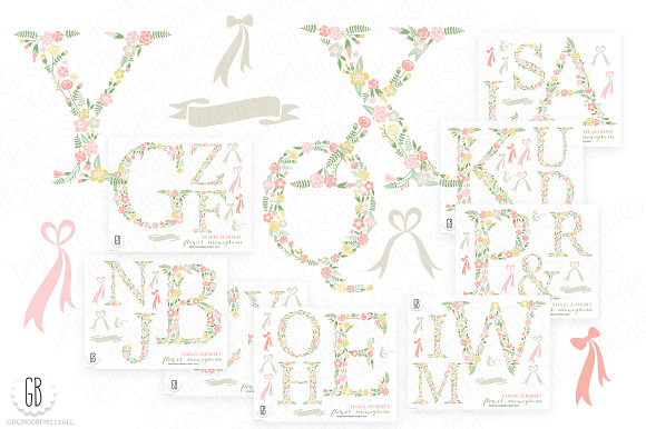 COMPLETE vector floral alphabet in Illustrations - product preview 1