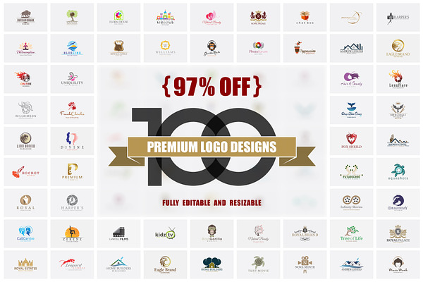 97% OFF - 100 Premium Logo Designs 