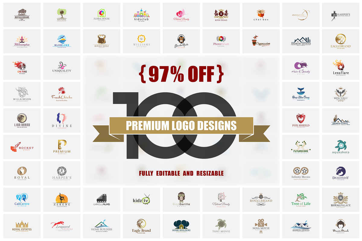 97% OFF - 100 Premium Logo Designs  in Logo Templates - product preview 8