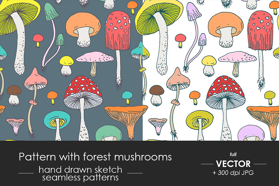 Forest mushrooms pattern set in Patterns - product preview 8