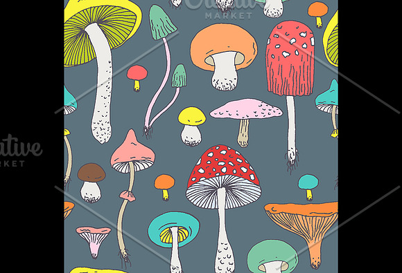 Forest mushrooms pattern set in Patterns - product preview 1