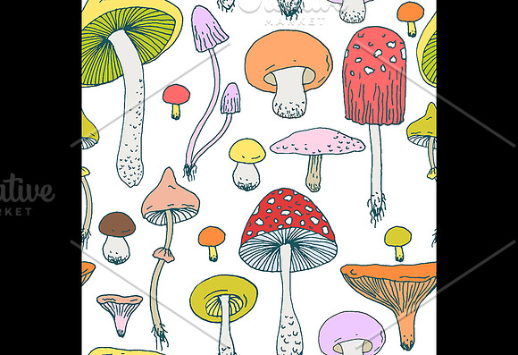 Forest mushrooms pattern set in Patterns - product preview 2
