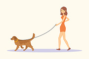 Woman walking with dog 