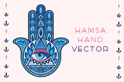 Folk Inspired Hamsa Hand Vector