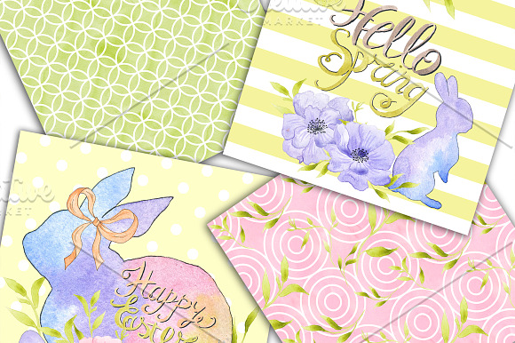 Happy Easter Digital Paper Pack in Illustrations - product preview 3
