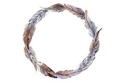 Watercolor feather wreath vector