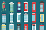 Set of 18 different telephone boxes