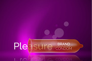 Vector condom ad template. Latex contraceptive