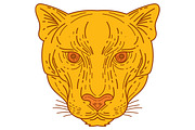Cougar Mountain Lion Head Mono Line