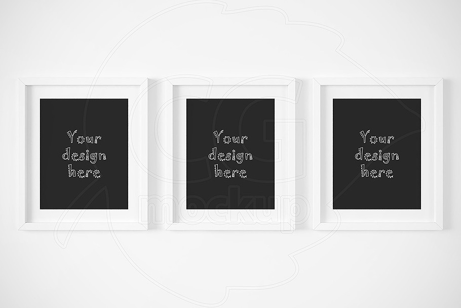 Set x3 white matted frames mockup in Print Mockups - product preview 8
