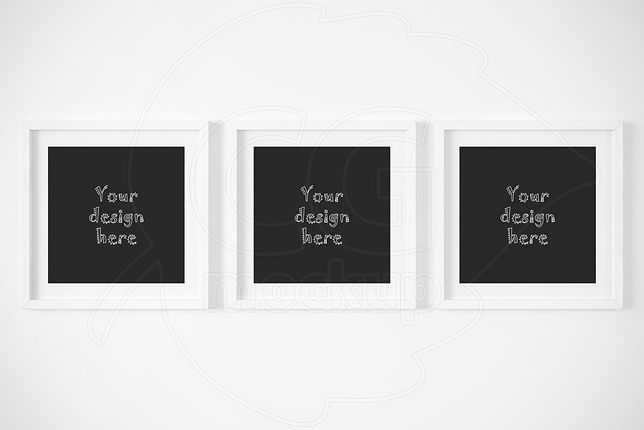 Set of 3 square matted frame mockups in Print Mockups - product preview 8