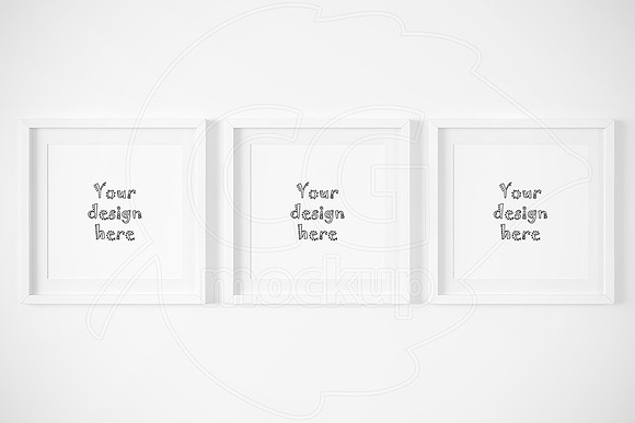 Set of 3 square matted frame mockups in Print Mockups - product preview 1