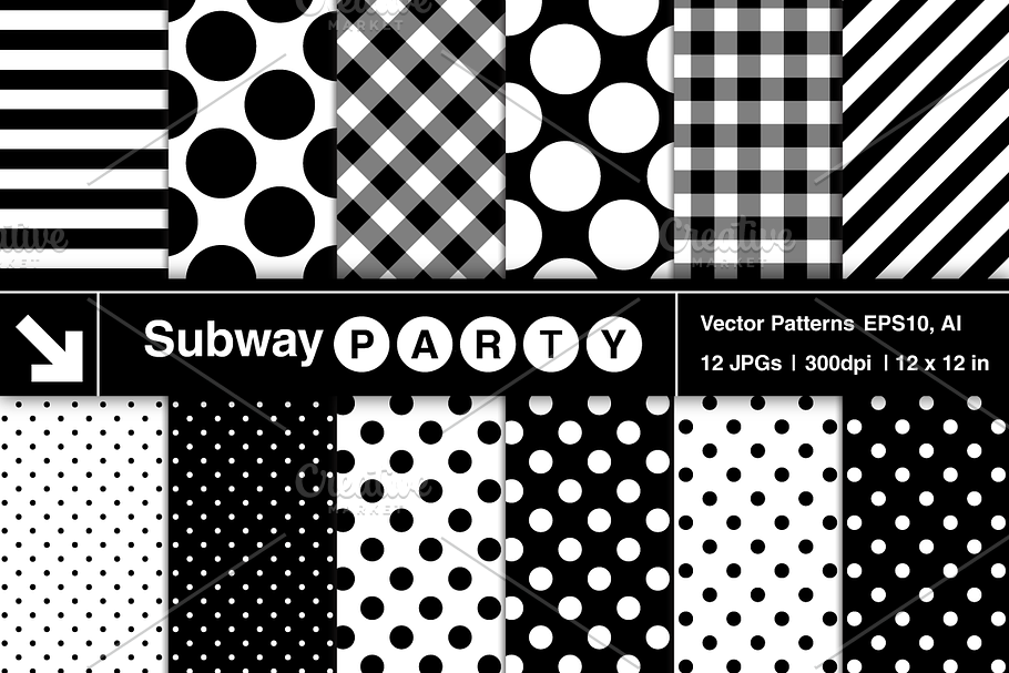Vector Polka Dots, Stripes & Gingham in Patterns - product preview 8