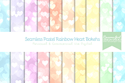 Seamless Pastel Rainbow Heart Bokehs