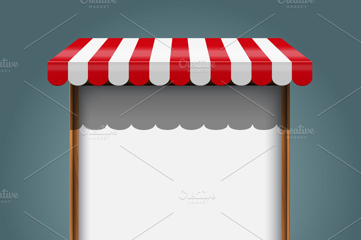 white frame with red awning in Illustrations - product preview 8
