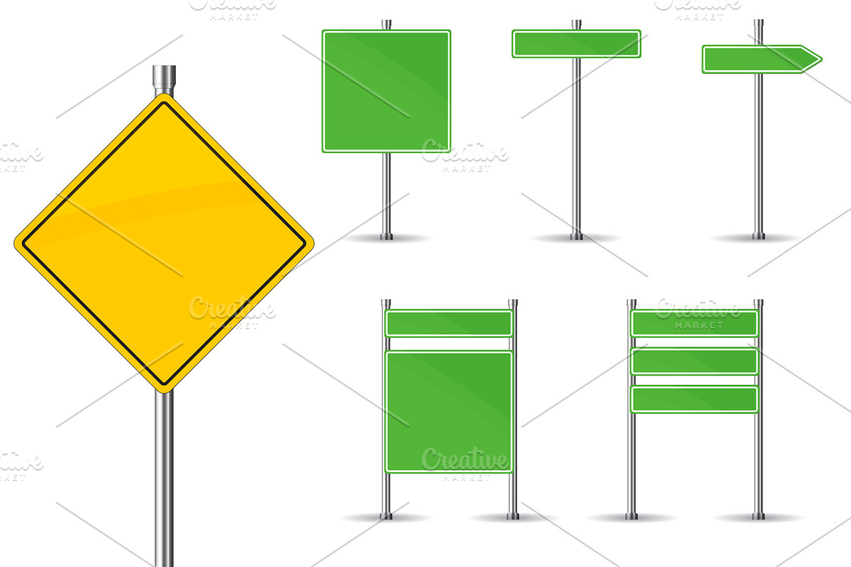 Blank road signs in Illustrations - product preview 8