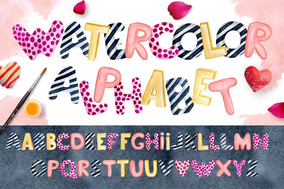 Watercolor Alphabet ClipArt in Illustrations - product preview 8