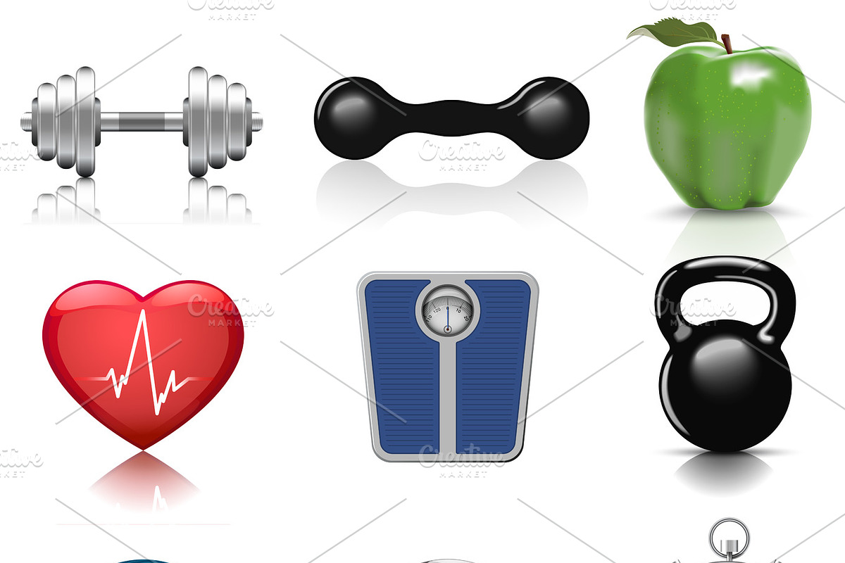 fitness icon set in Illustrations - product preview 8