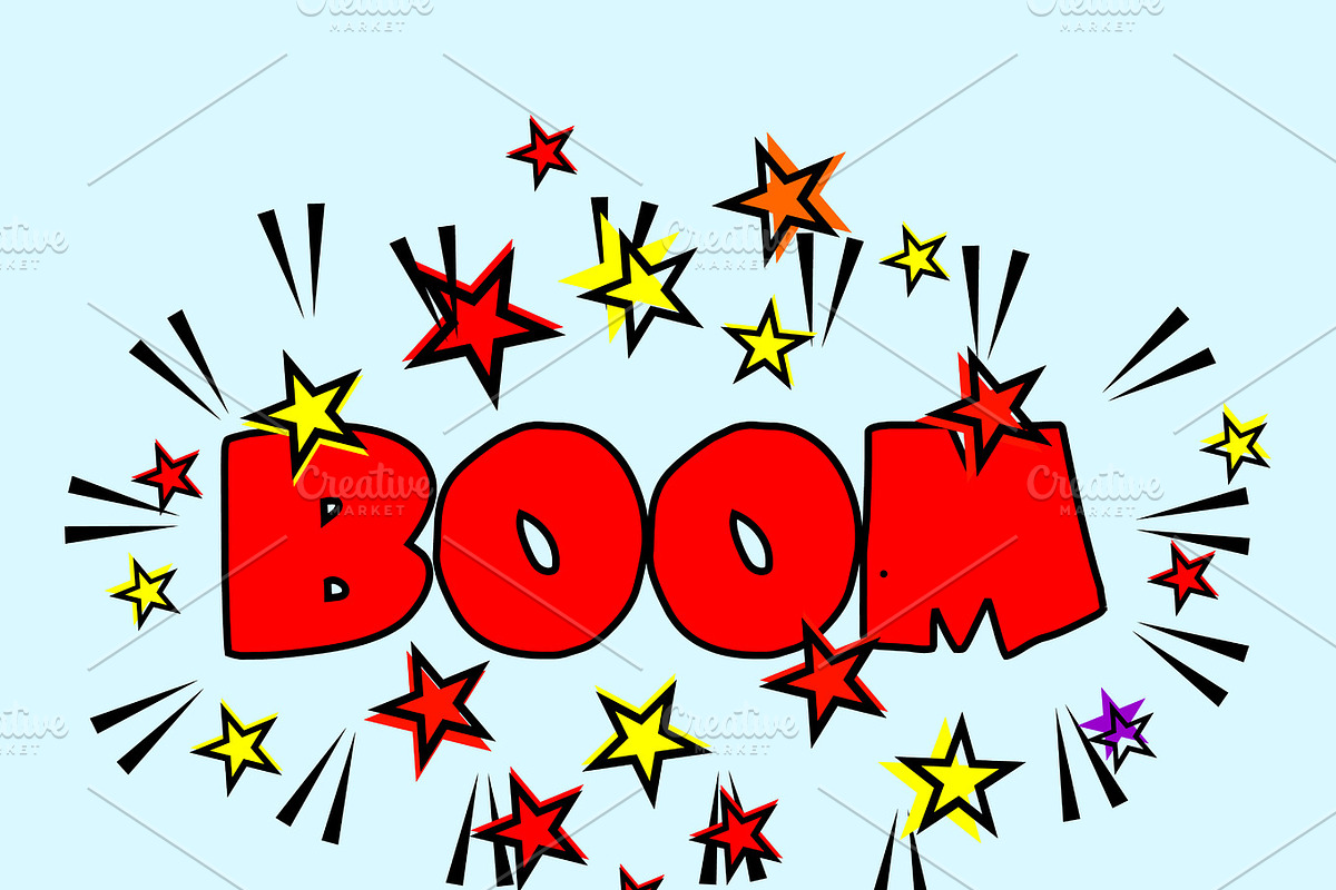 Comic book Cartoon - boom explosion. Splash with Stars in Illustrations - product preview 8