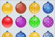 set of colorful christmas balls