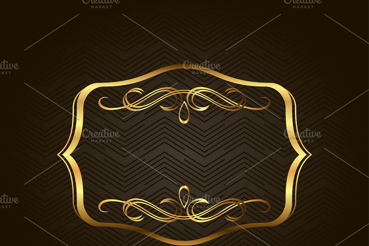 Blank golden vintage frame, banner, label, Vector EPS10. Gold Decorative with place for text in Illustrations - product preview 8