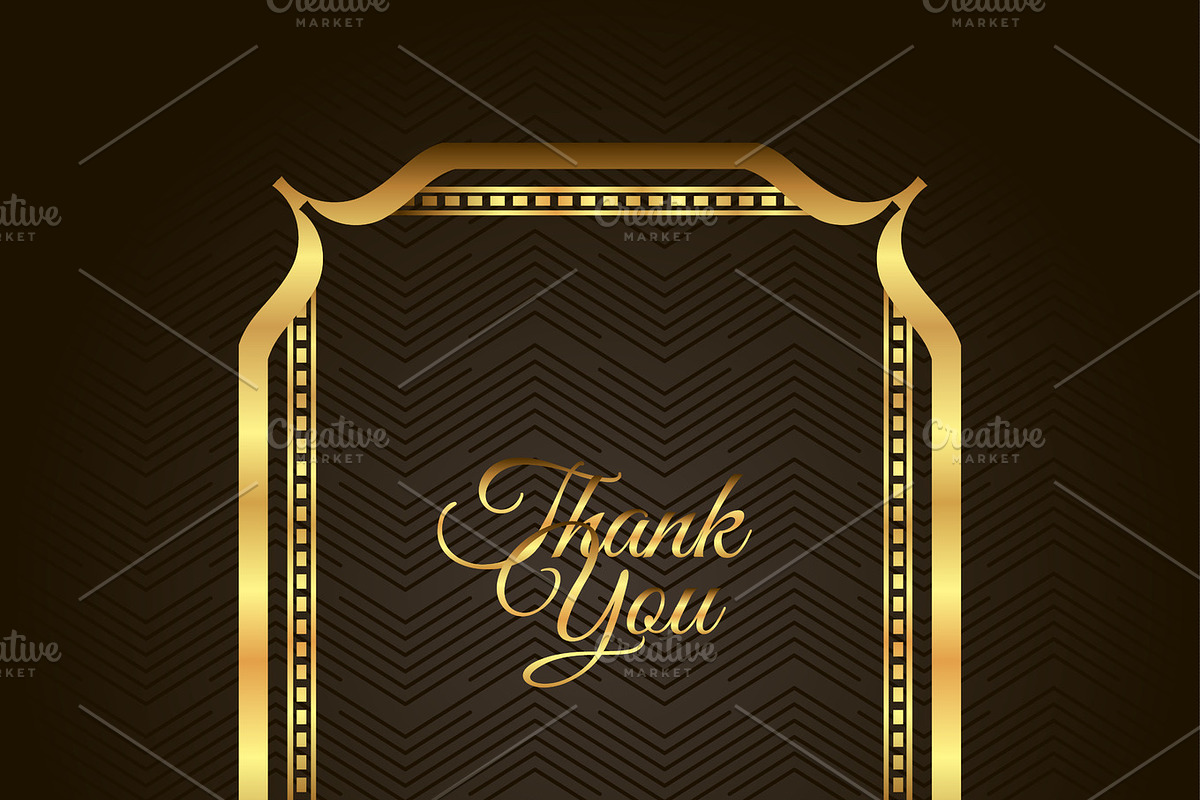 Thank you Golden frame. Vintage gold background, vector antique on black in Illustrations - product preview 8