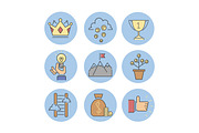 Business success vector icons set.