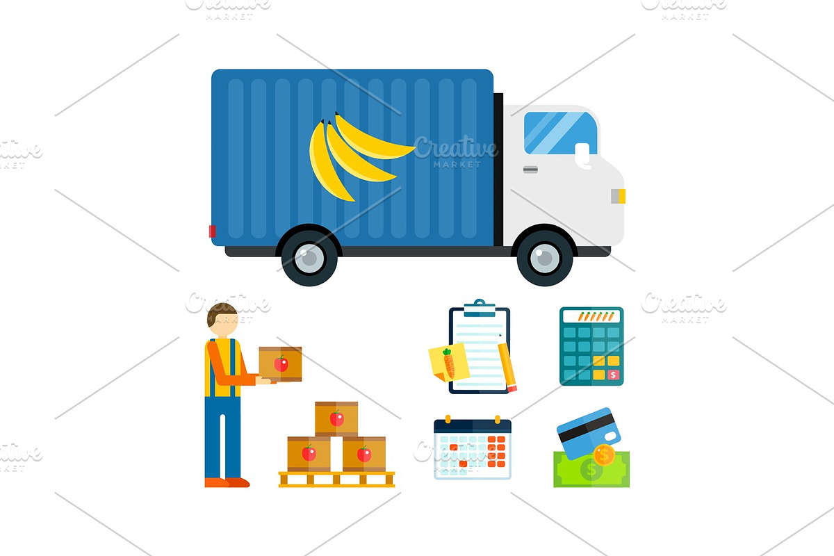Import export fruits vector illustration. in Illustrations - product preview 8