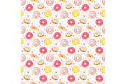 Donuts vector seamless pattern