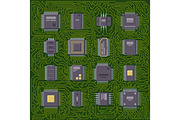 Microchip computer plate vector illustration.