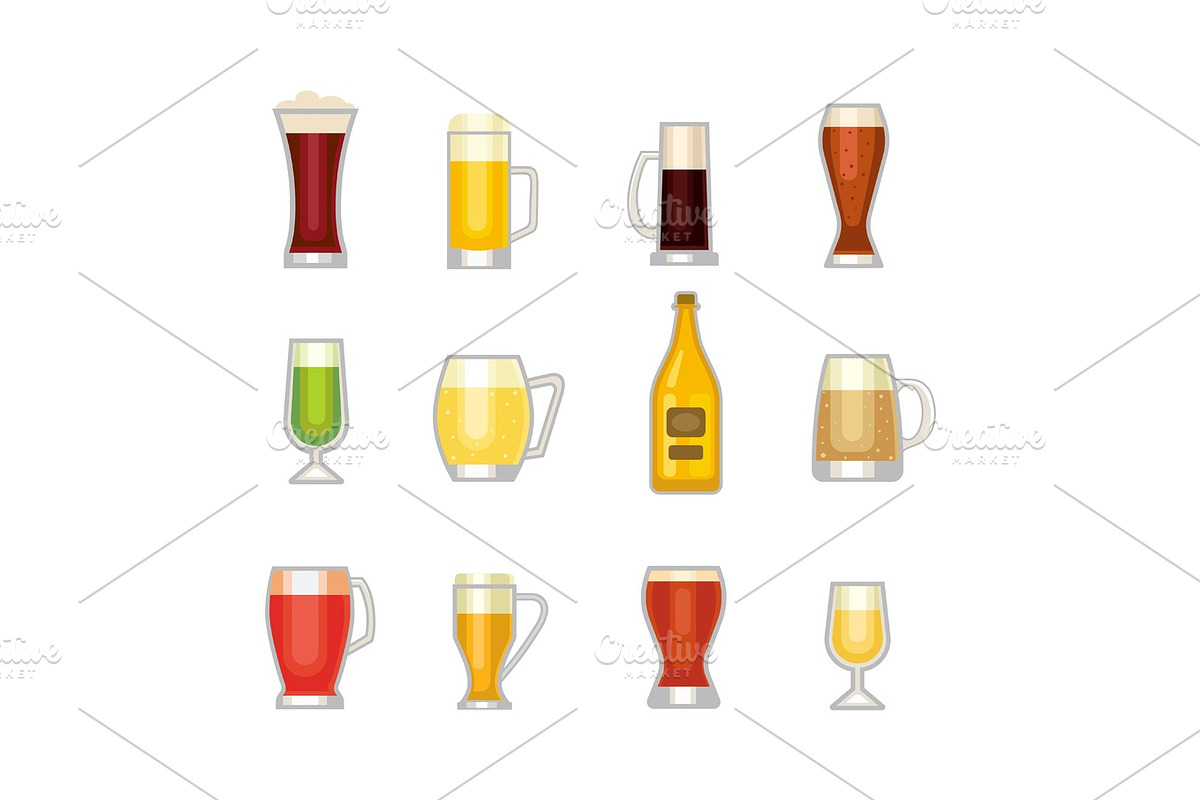 Beer glass vector set. in Illustrations - product preview 8