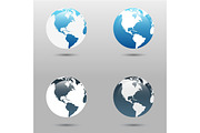 Earth vector icons set in different colors