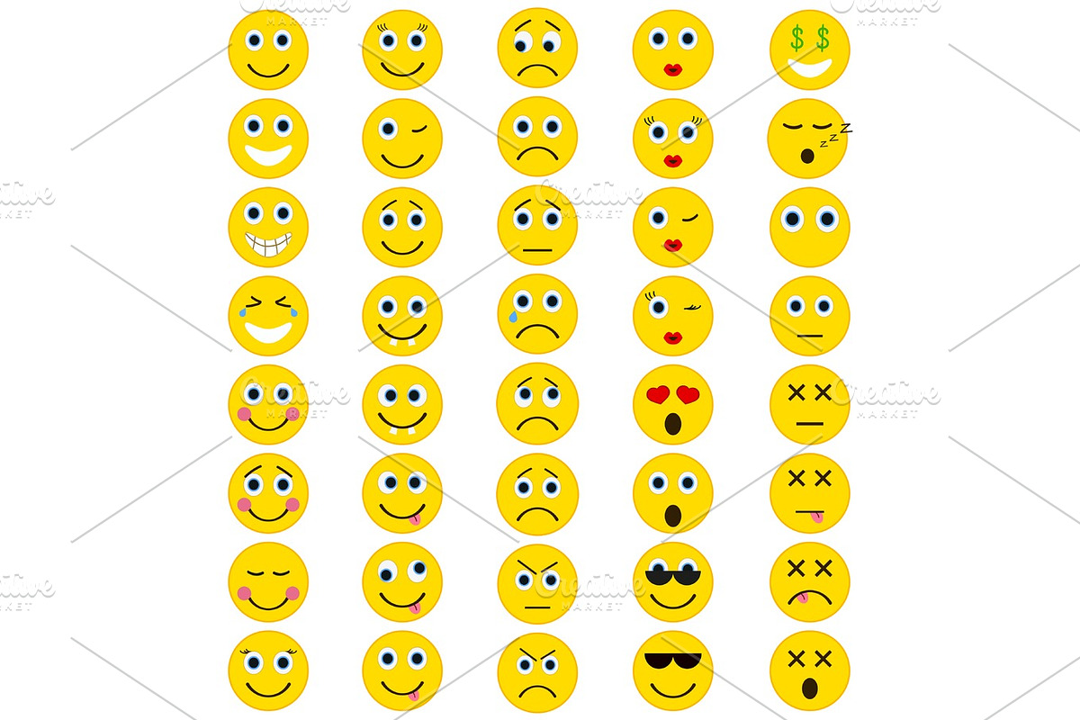 Set of Emoticons in trendy flat style. in Illustrations - product preview 8