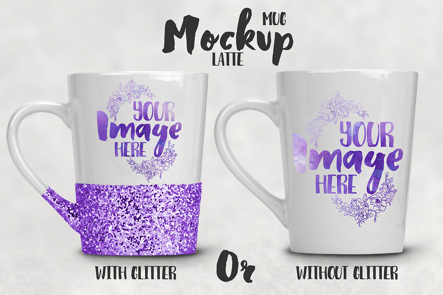 Tapered Glitter Latte Mug Mockup in Product Mockups - product preview 8