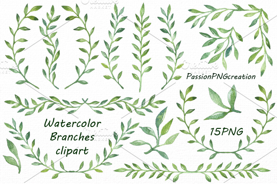 Watercolor Branches Clipart