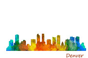 Denver Cityscape Watercolor Skyline1