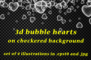 Black checkered cards with 3d hearts