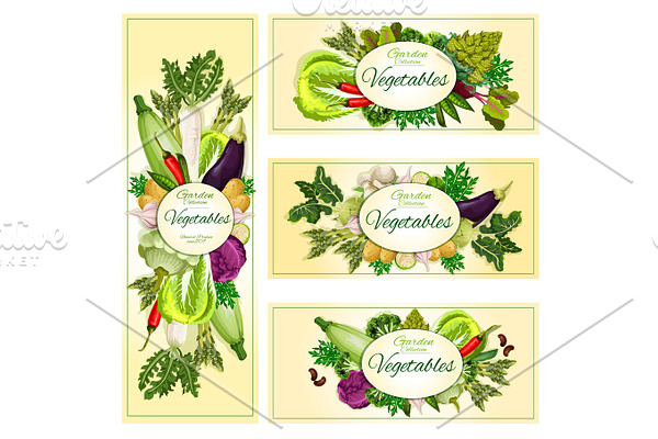 Vegetables organic vegetarian food banners