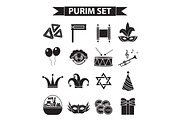 Purim carnival icons set