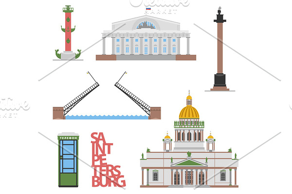 Saint-Petersburg flat cityscape. vector illustration for design your website or publications.