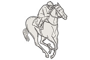 Jockey Riding Thoroughbred Horse 