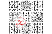 Keys seamless vector patterns set