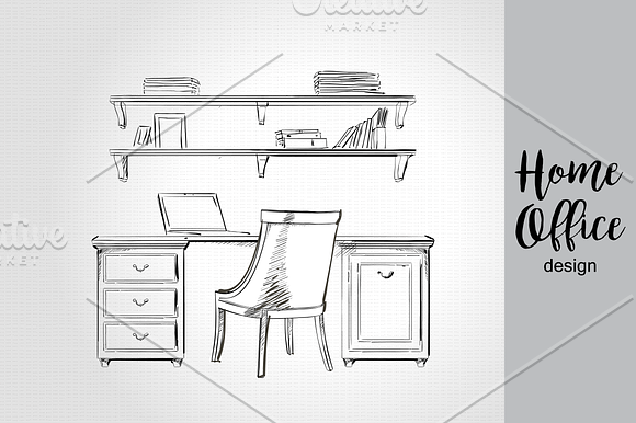Furniture Hand drawn Vector set#2 in Illustrations - product preview 2