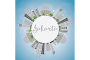Jakarta skyline with gray landmarks