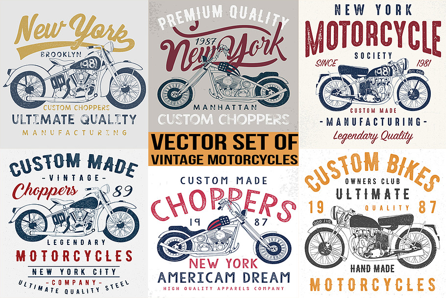 vintage motorcycle illustrations in Illustrations - product preview 8