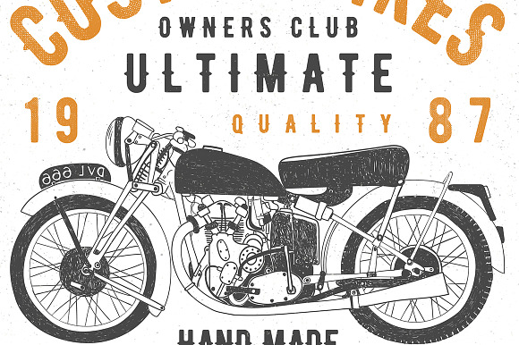 vintage motorcycle illustrations in Illustrations - product preview 2