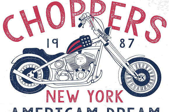 vintage motorcycle illustrations in Illustrations - product preview 3