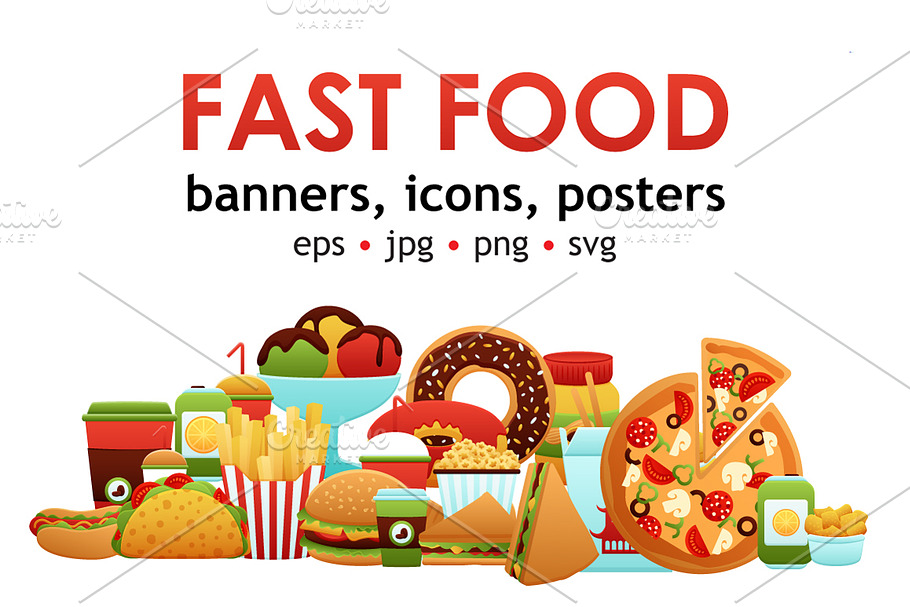 Fast Food Set in Illustrations - product preview 8